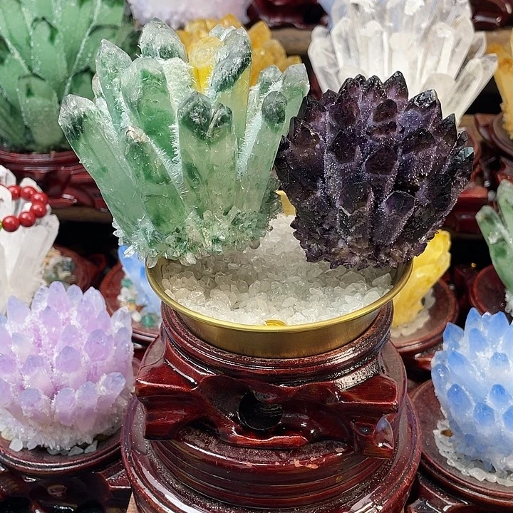 根***吉石材天然紫水晶，天然共生色