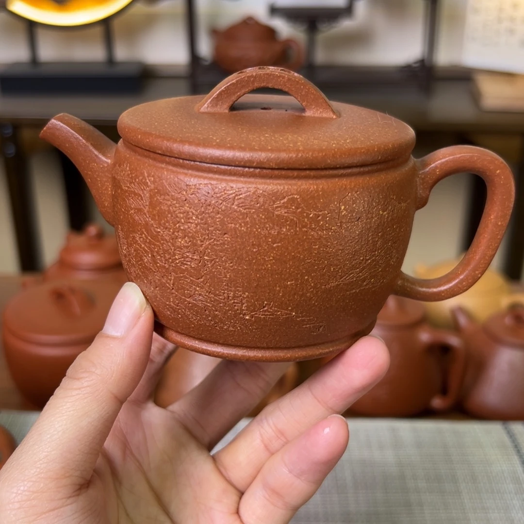 紫泥茶壶紫砂壶汉瓦壶黄降坡200cc