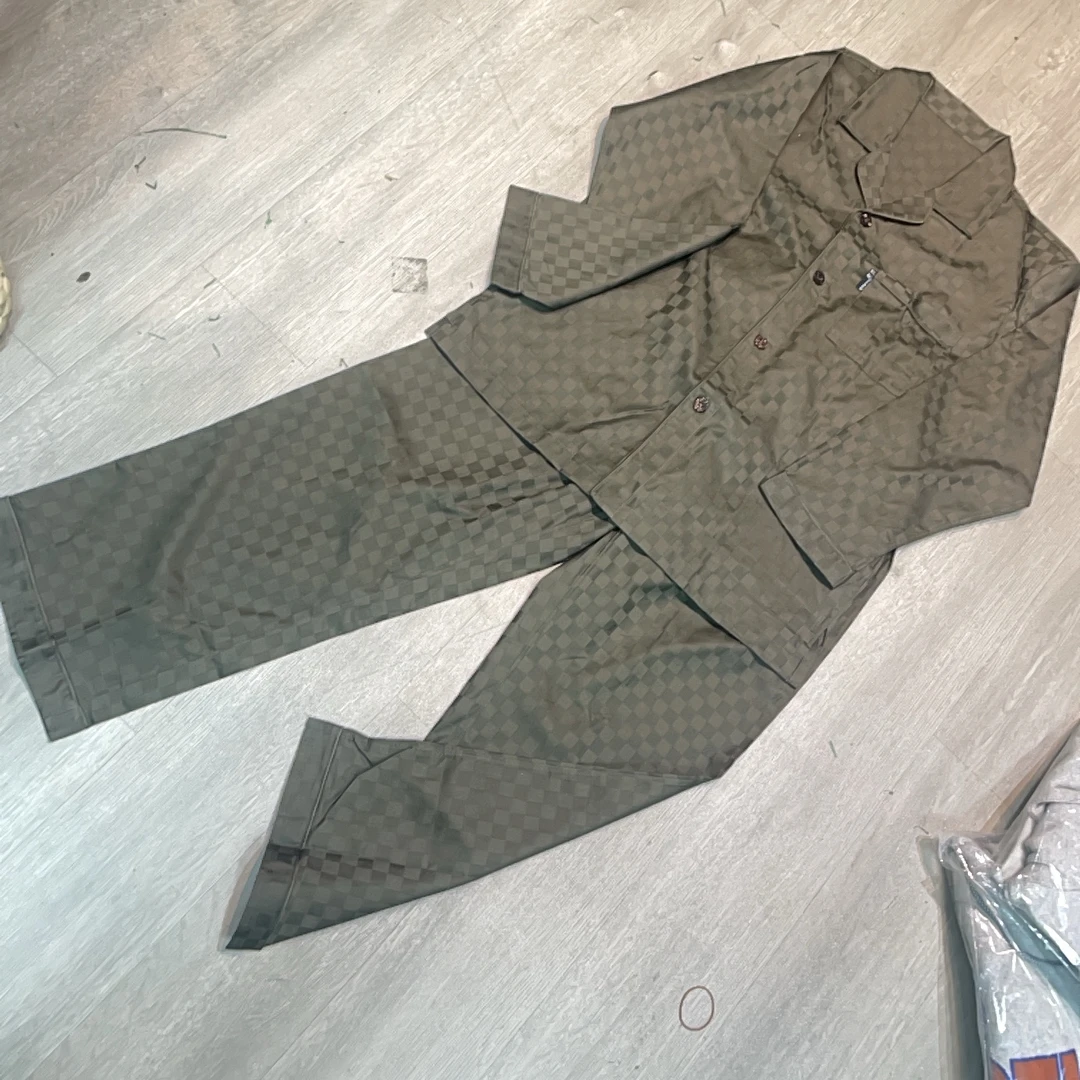 秋冬男女同款小方格拼接上衣搭配长裤时尚舒适睡衣套装-果梓315