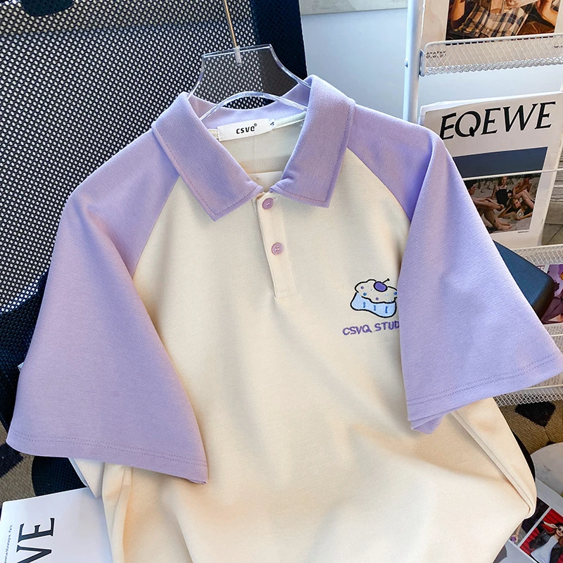 女童短袖翻领polo衫2025夏款时尚T恤上衣洋气中大童短T童装上衣夏