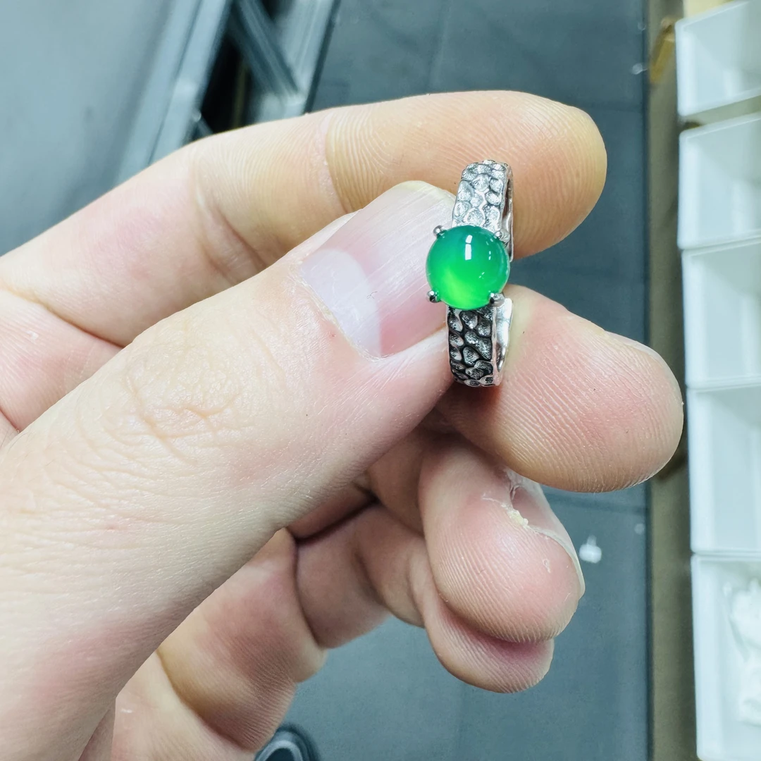 S925银碎冰冰玛瑙玉髓戒指/2893