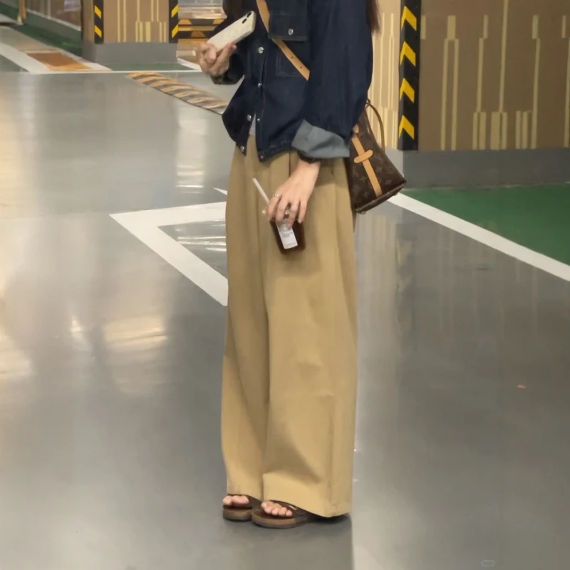 高级感遮跨显瘦阔腿裤女2025秋季新款宽松百搭垂感休闲裤哈伦裤子