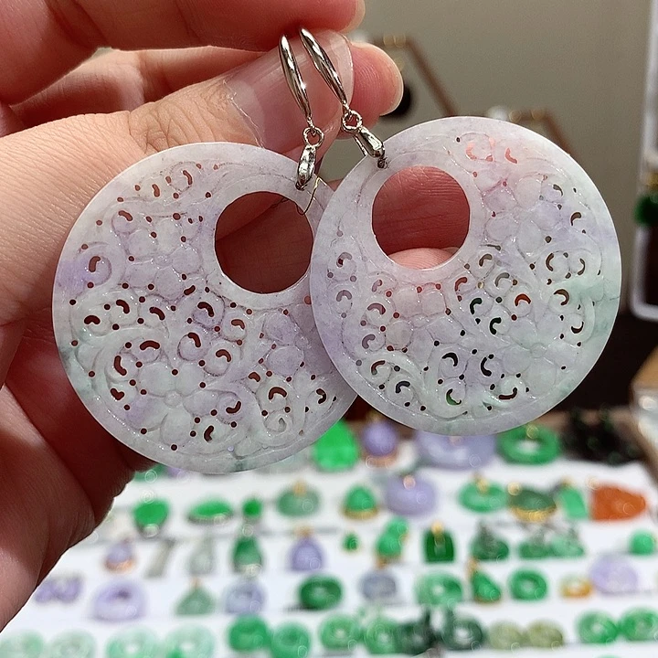 银S925镶嵌翡翠耳饰