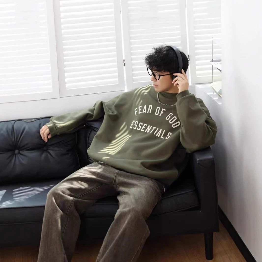 秋季ESSENTIALS新款潮牌双排字母印花加绒圆领卫衣休闲男女情侣款