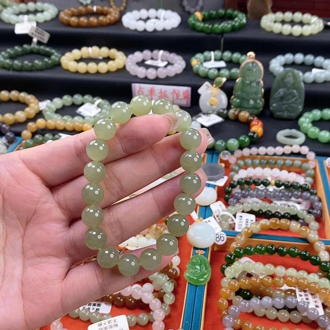 和田玉手链 10MM未镶嵌芒**冰晴水