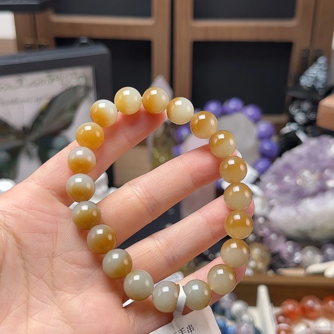 未镶嵌手串和田玉【新疆高货糖白手串】卡9.5+