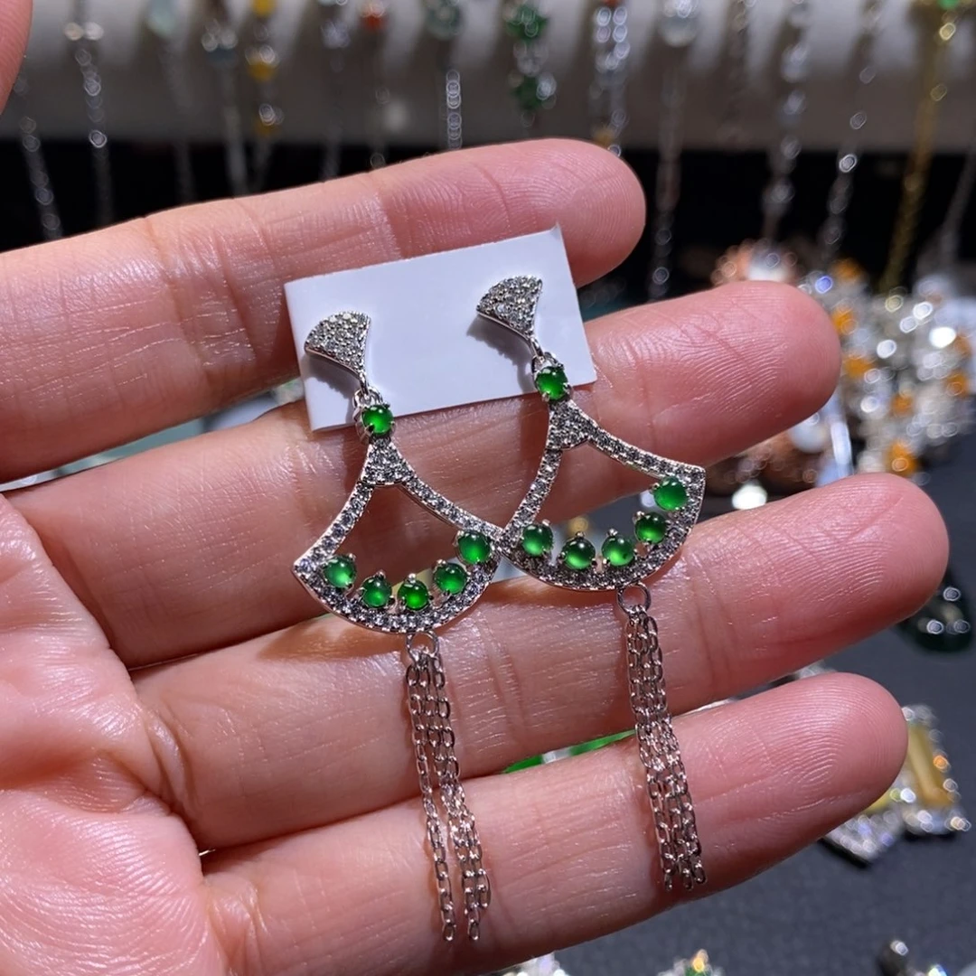 翡翠手链银S925镶嵌翡翠