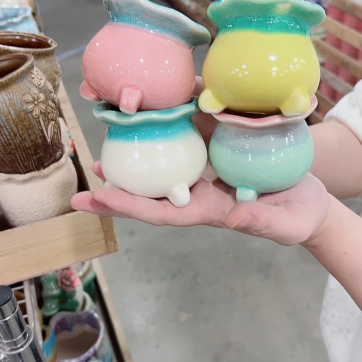 有孔.凑满10元发货多肉陶瓷花盆！