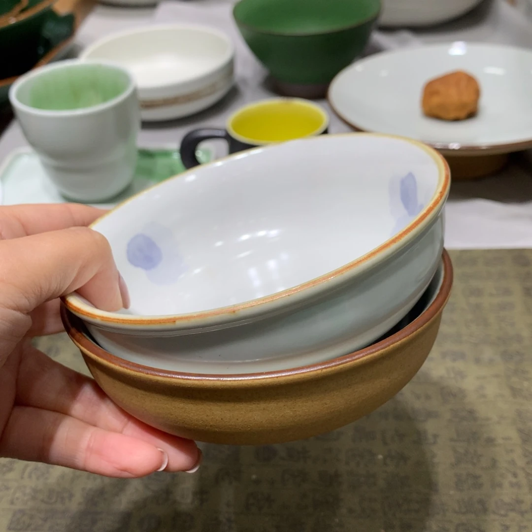 陶景德镇粗陶粗陶复古盘碗微瑕