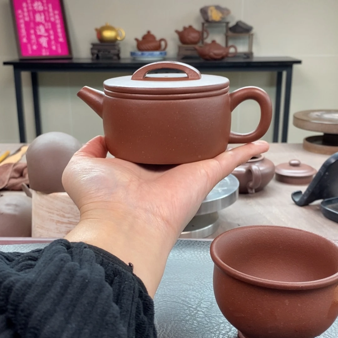 紫砂茶壶底槽清汉瓦220cc全手➕底槽清杯子
