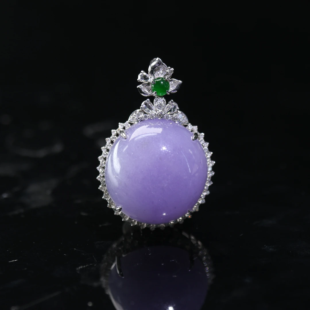 55天然缅甸翡翠A货18k紫吊坠/400622/上海嘉禾拍卖