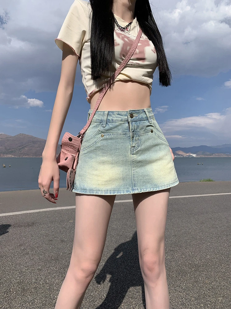 【901-1000】百搭牛仔显瘦气质高腰三分牛仔短裤短裙