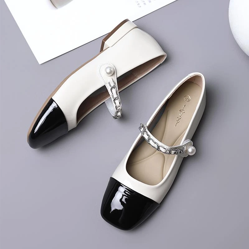 玛丽珍鞋女2025法式春夏仙女风配裙子晚晚拼色低跟平底法式单鞋软