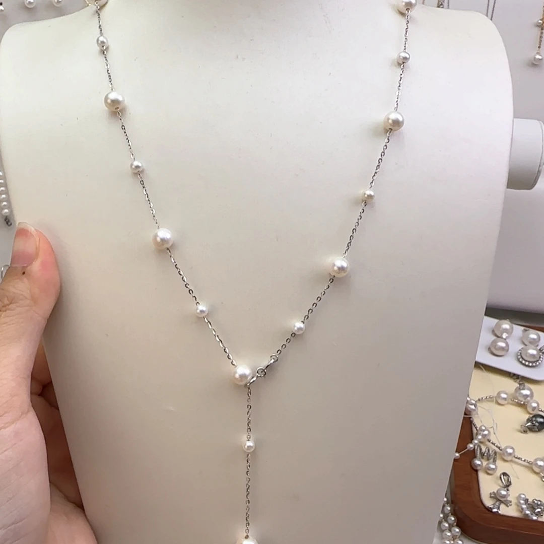 银S925镶嵌淡水珍珠颈饰