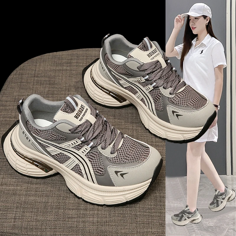 炸街厚底老爹鞋女款2025春季新款做旧休闲运动鞋小个子复古脏脏鞋