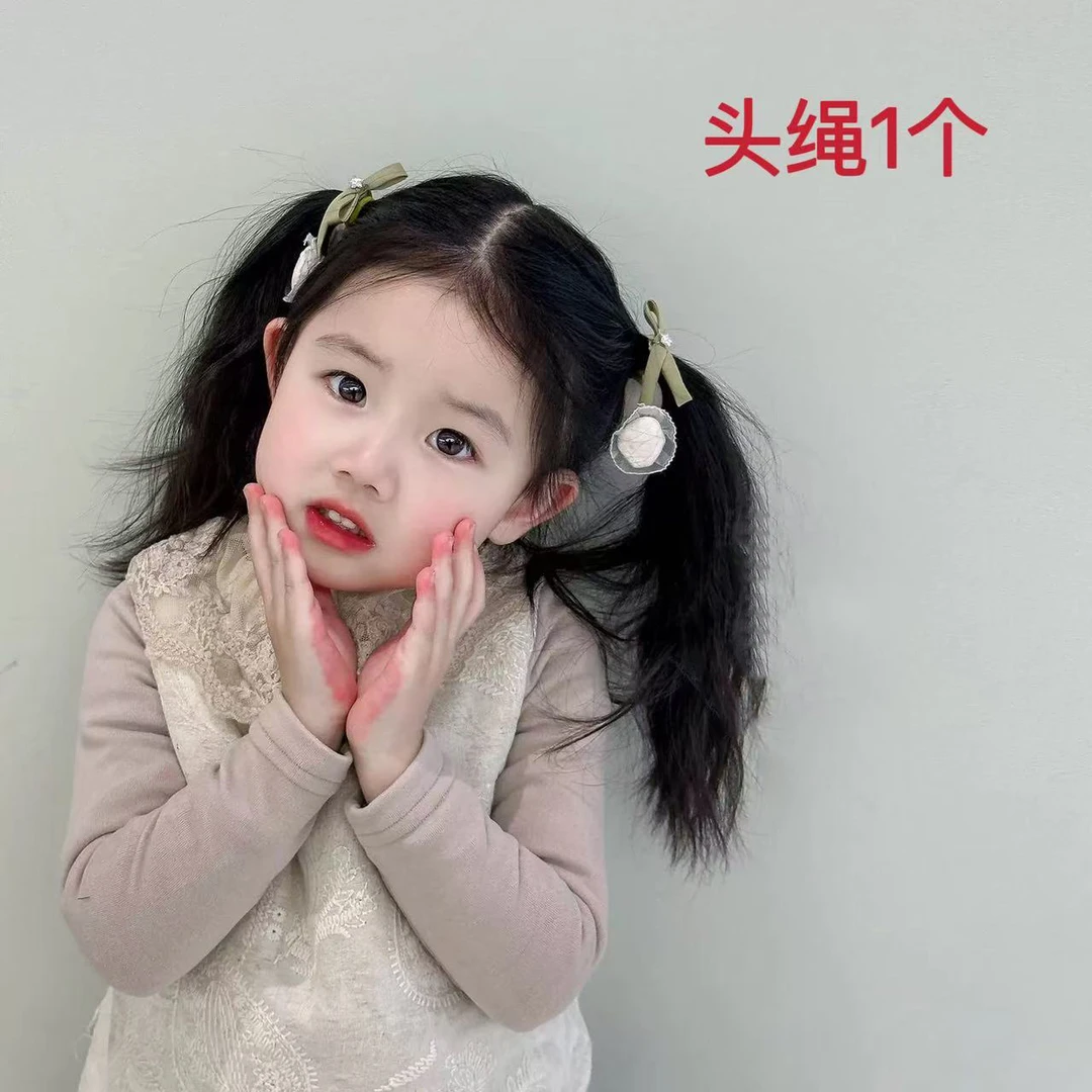 A-7174   1个粉色樱桃花边布艺充棉甜美小清新头绳       发圈