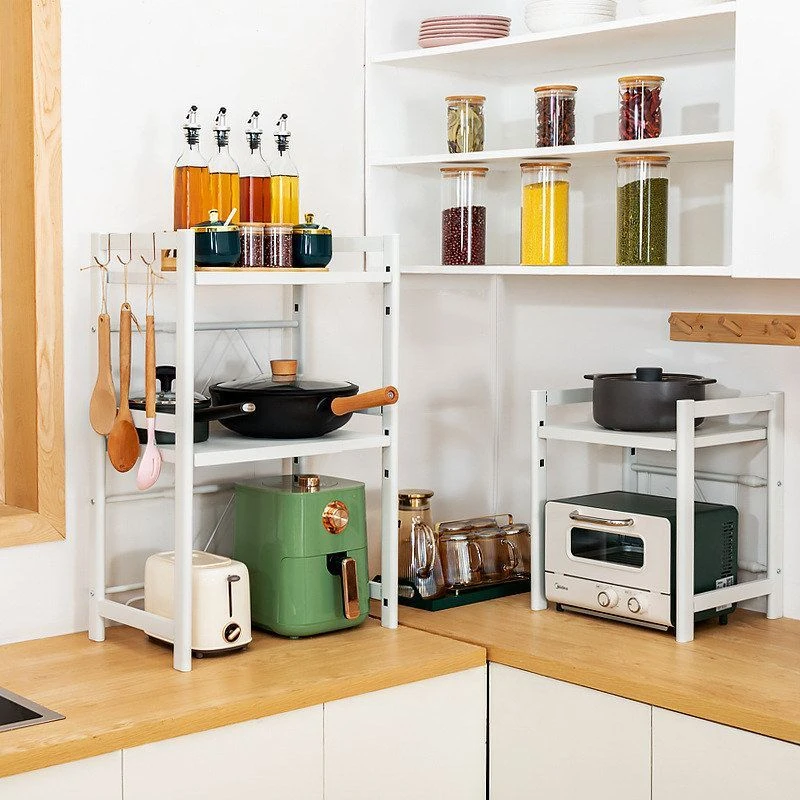 多功能厨房置物架伸缩微波炉架收纳整理架调料架台面架橱柜锅架