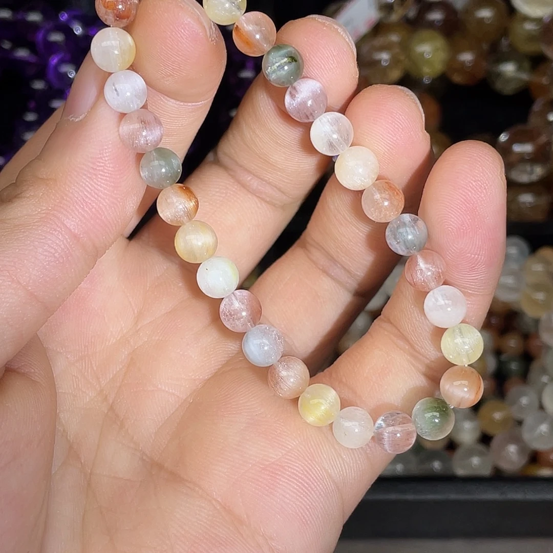 未镶嵌手链水晶彩兔毛6.4