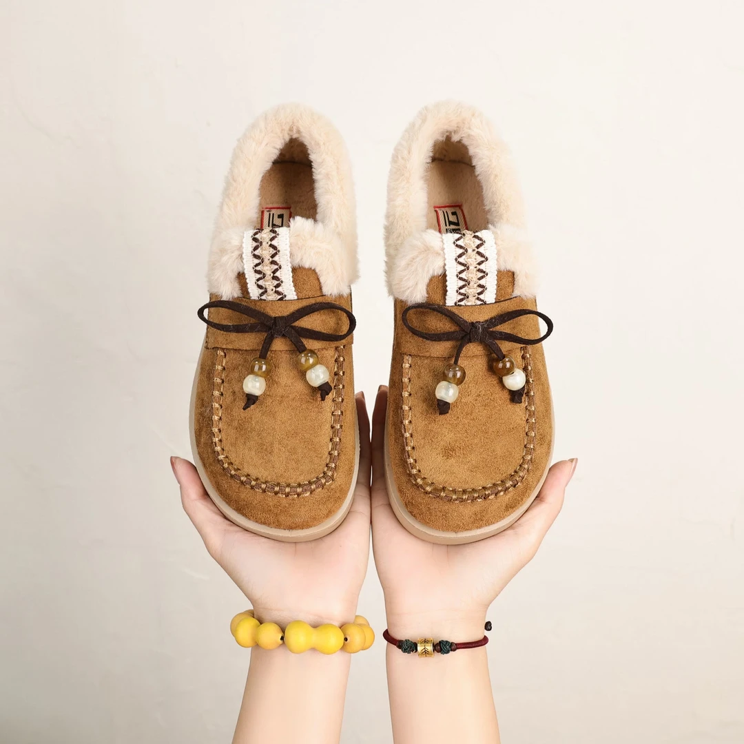 祥福云【毛口勃肯】老北京冬季新款加绒保暖一脚蹬舒适防滑棉鞋