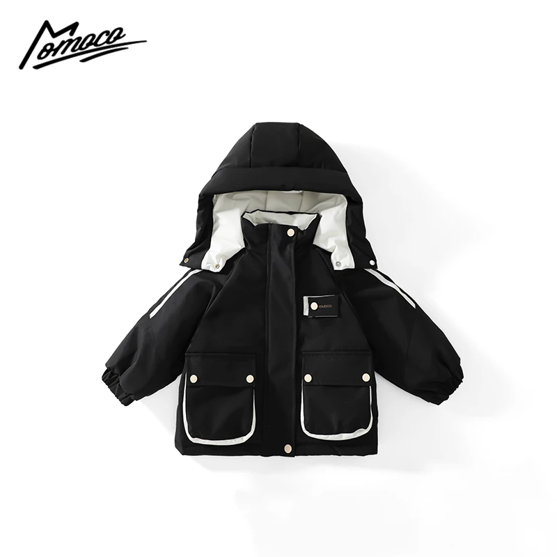 MOMOCO冬季新款男童时尚经典口袋连帽加棉外套75430107030
