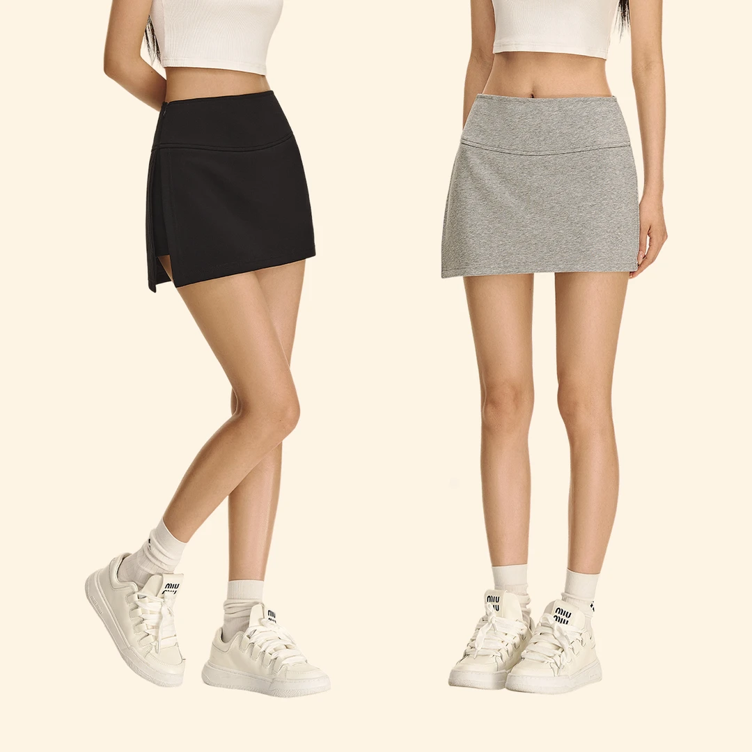 CLIMAX VISION闪钻十字花侧开叉防走光裙裤显瘦百搭包臀半身短裙