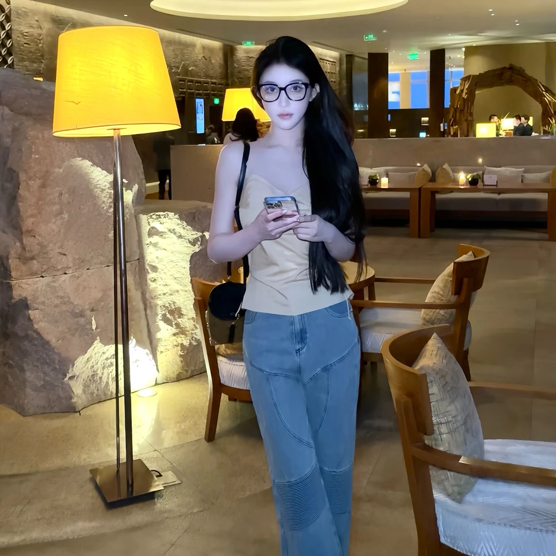 【大促秒杀款】GABBY 明线中高腰牛仔裤拉链L994