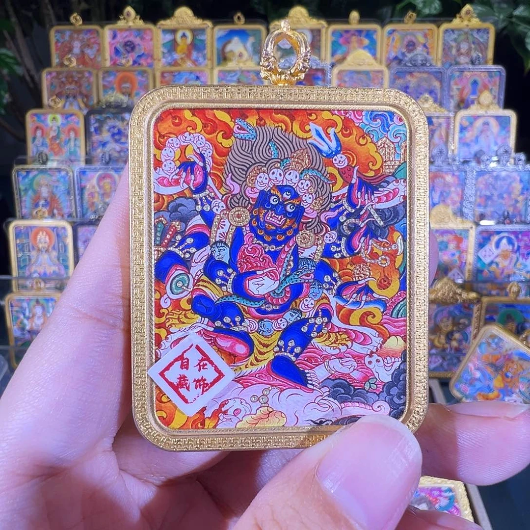 吊坠大黑天热贡纯手绘唐卡