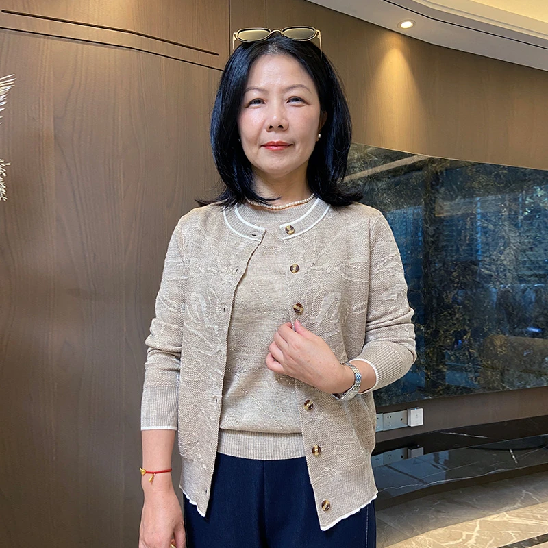 妈妈气质小香风春秋轻奢精致针织俩件套长袖百搭中老年上衣