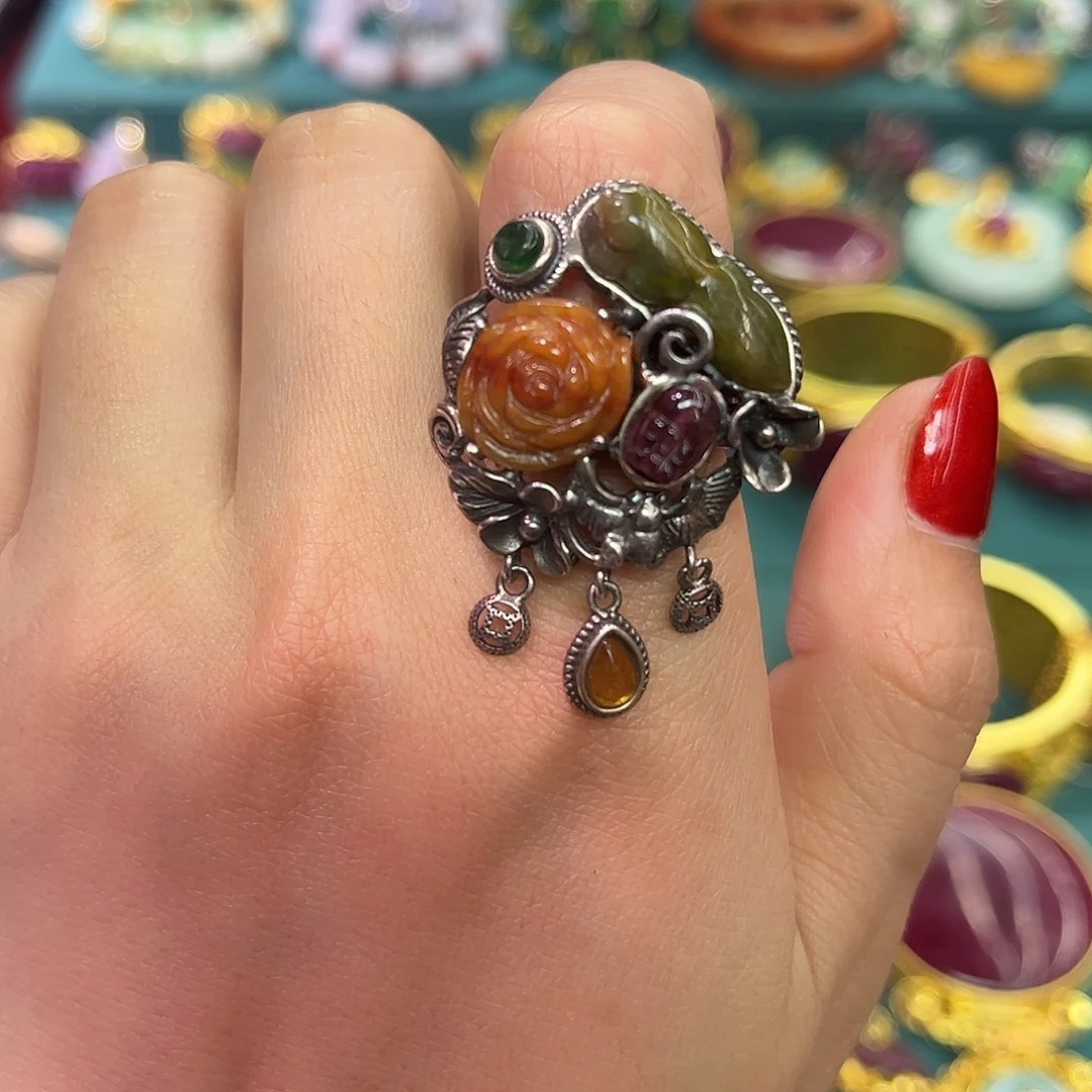 翡翠银S925镶嵌戒指