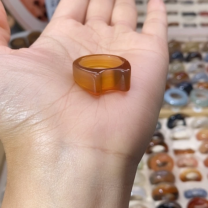 玛瑙/玉髓未镶嵌戒指A64不退换港17直径18.1