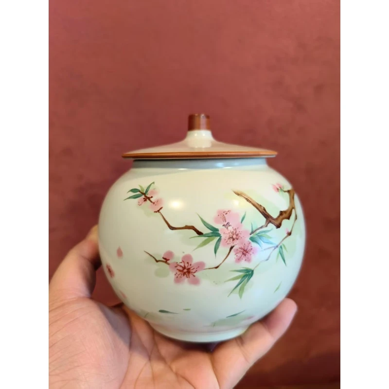 汝窑-水点桃花-茶叶罐-5168