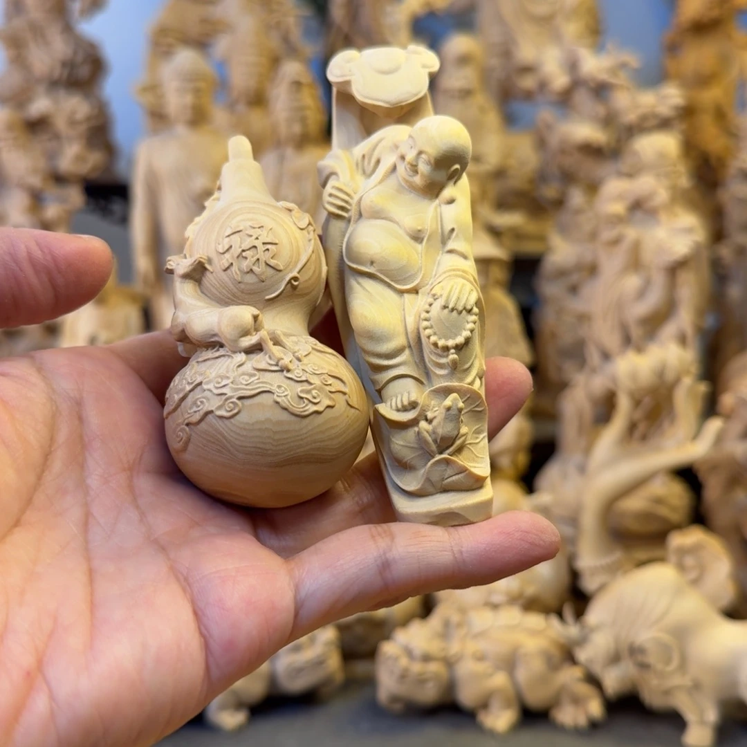 花***沟黄杨木小叶黄杨木手把件2个有瑕