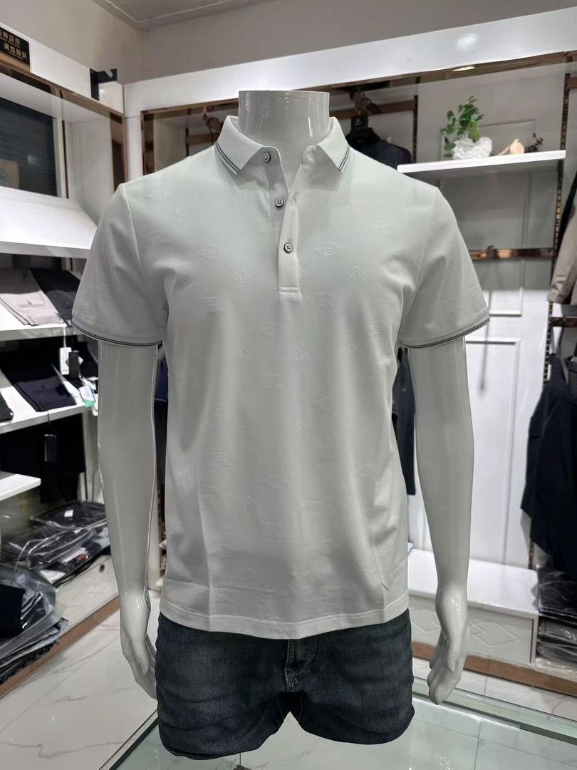 迪克庄爵2085翻领纯色亚麻棉夏装中青年男装半袖