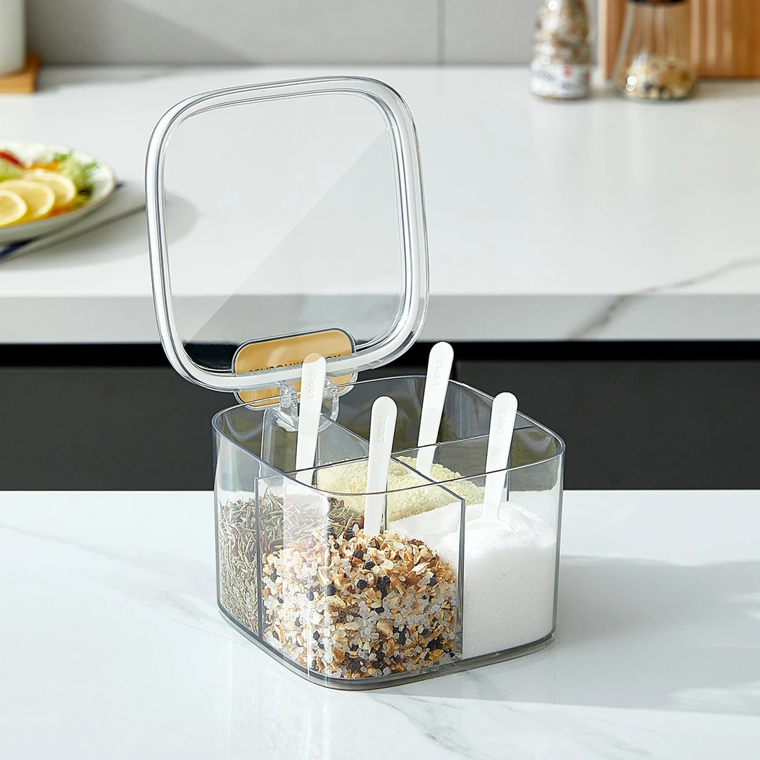 四格调味罐 2023分格多功能调味盒家用调味料一体组合套装调料盒