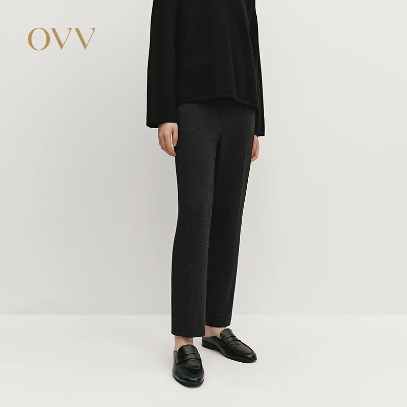 OVV秋冬新款女装舒适时尚烟管裤经典易搭九分休闲裤GKCAJ34108A