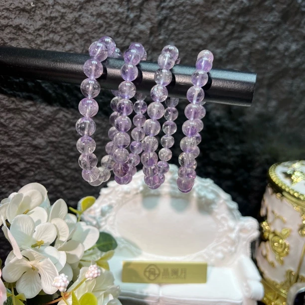 【晶澜月】M061天然水晶 紫水晶单圈手串 多样性发其一
