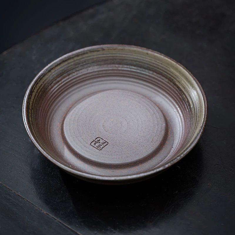 日式粗陶壶承干泡盘复古茶台托盘茶壶底茶壶垫养壶盘户外功夫茶盘