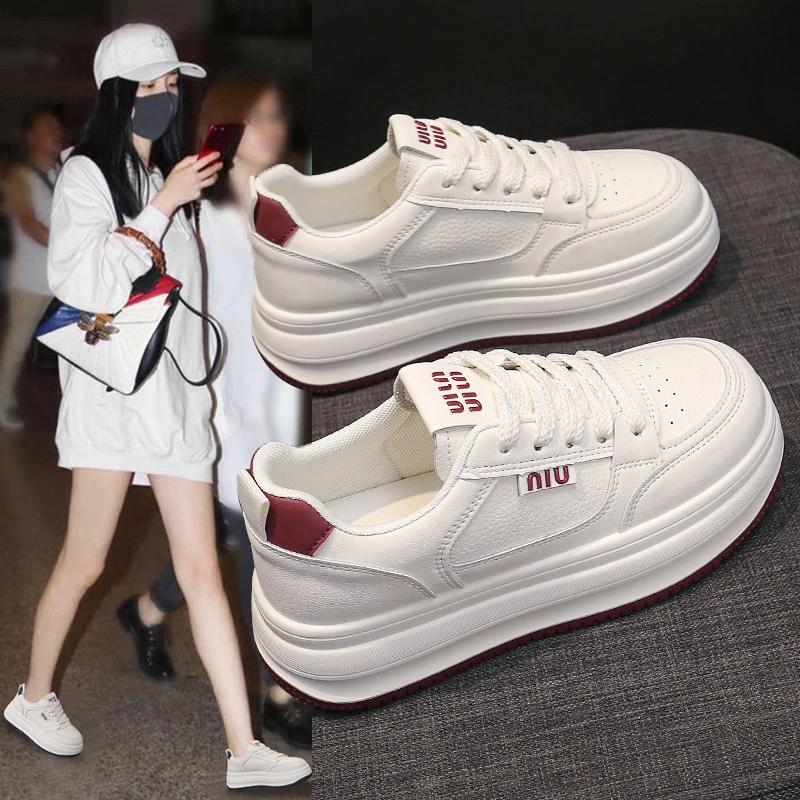 厚底小白鞋女小个子2025新款秋季百搭透气休闲鞋学生爆款增高板鞋