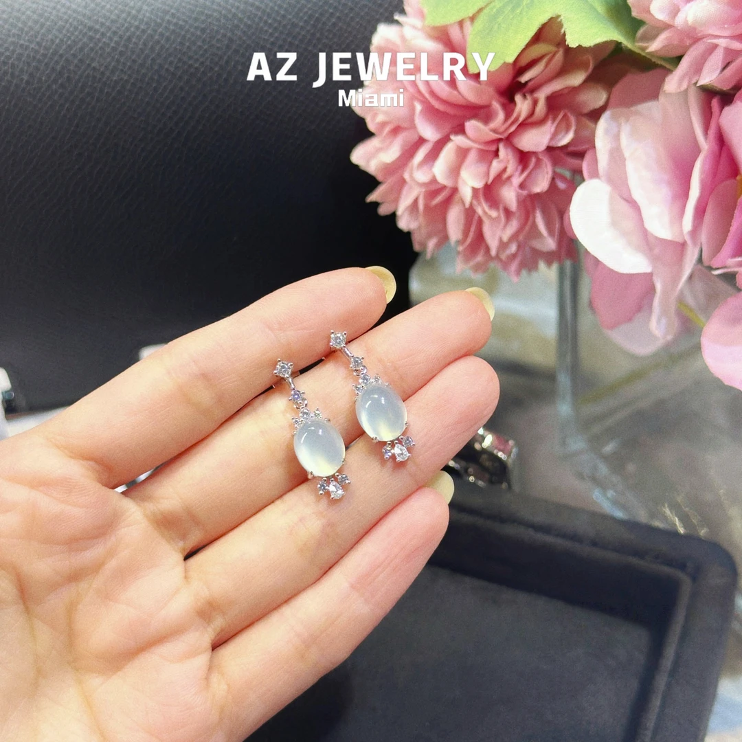 ANNA ZUCKERMAN 925银合成锆石耳饰 冰透荔枝冻灵动气质轻奢耳钉