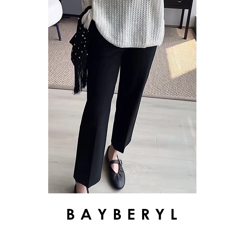 BAYBERYL老贝罗马裤*高弹显瘦直筒腿直休闲西裤 XXK4E2402