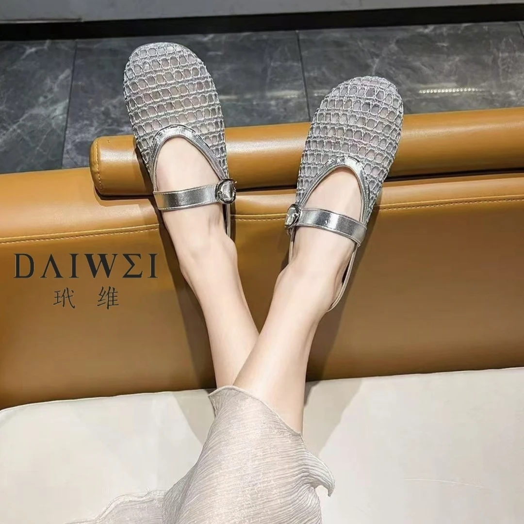 春夏季皮带扣防水台包头拖包头镂空平底半拖低跟春夏