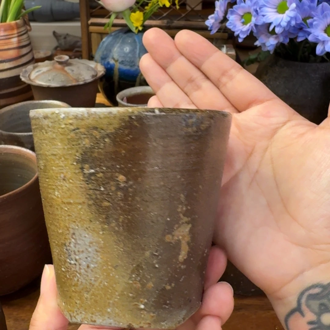 备前烧 柴岗守 窑变汤吞 福利一口价