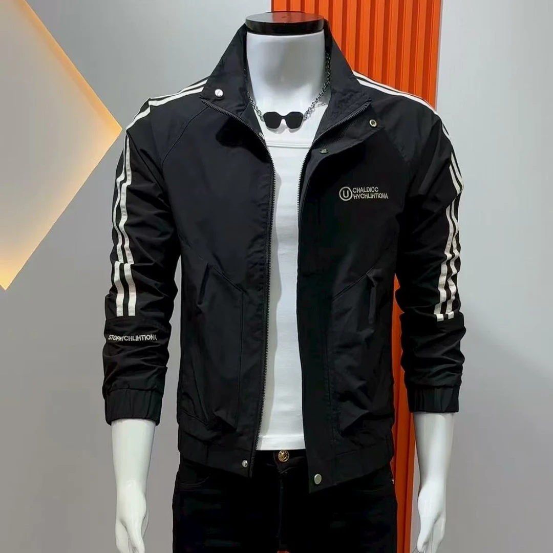 秋季男士新款夹克外套时尚潮流休闲百搭修身立领夹克外套青年上衣