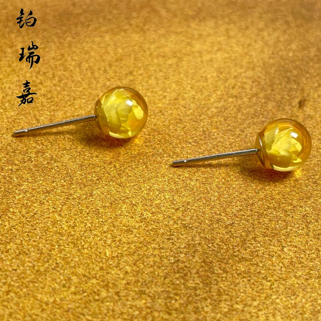 铂瑞嘉蜜蜡花影6mm耳钉CJ802502商品多样性发其一