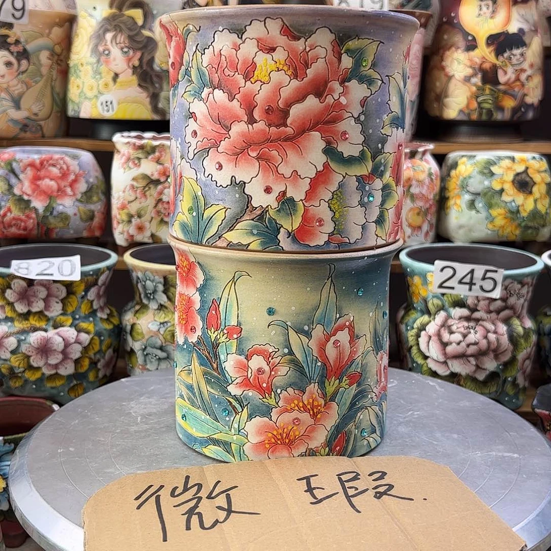 星***成景德镇炫彩手绘景德镇陶瓷花盆