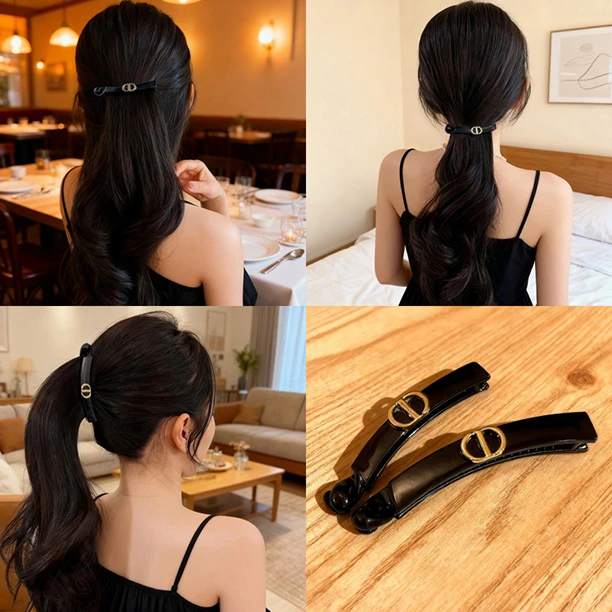 小香风简约马尾夹后脑勺法式香蕉夹发夹韩版气质少女风复古竖夹