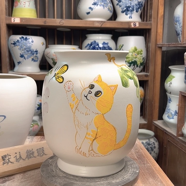 陶冬瓜高27招财猫陶瓷