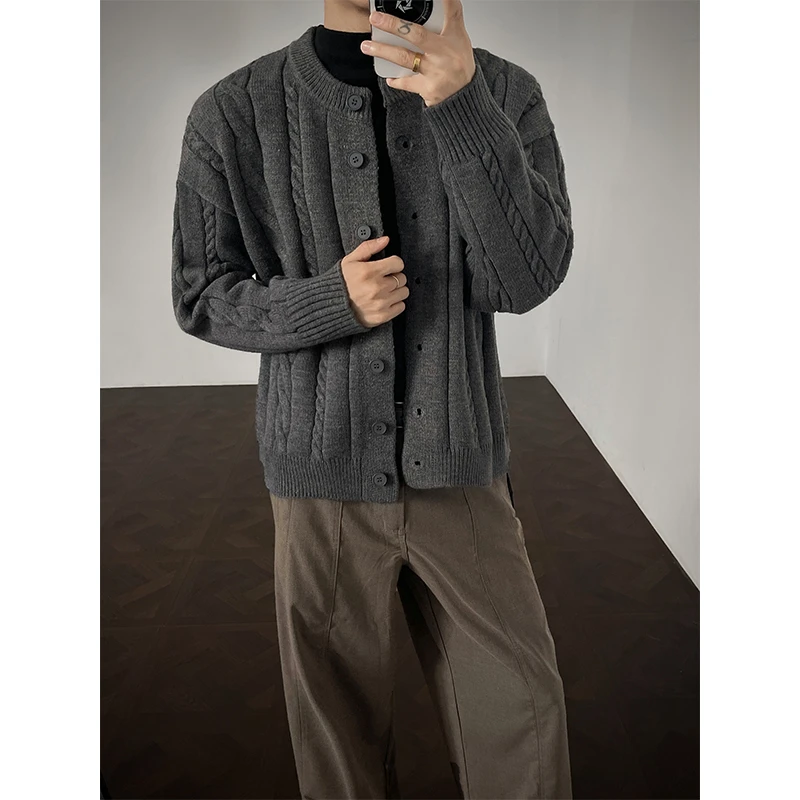 DeweLvum美式高级感开衫毛衣男潮牌宽松休闲复古痞帅慵懒感外套男