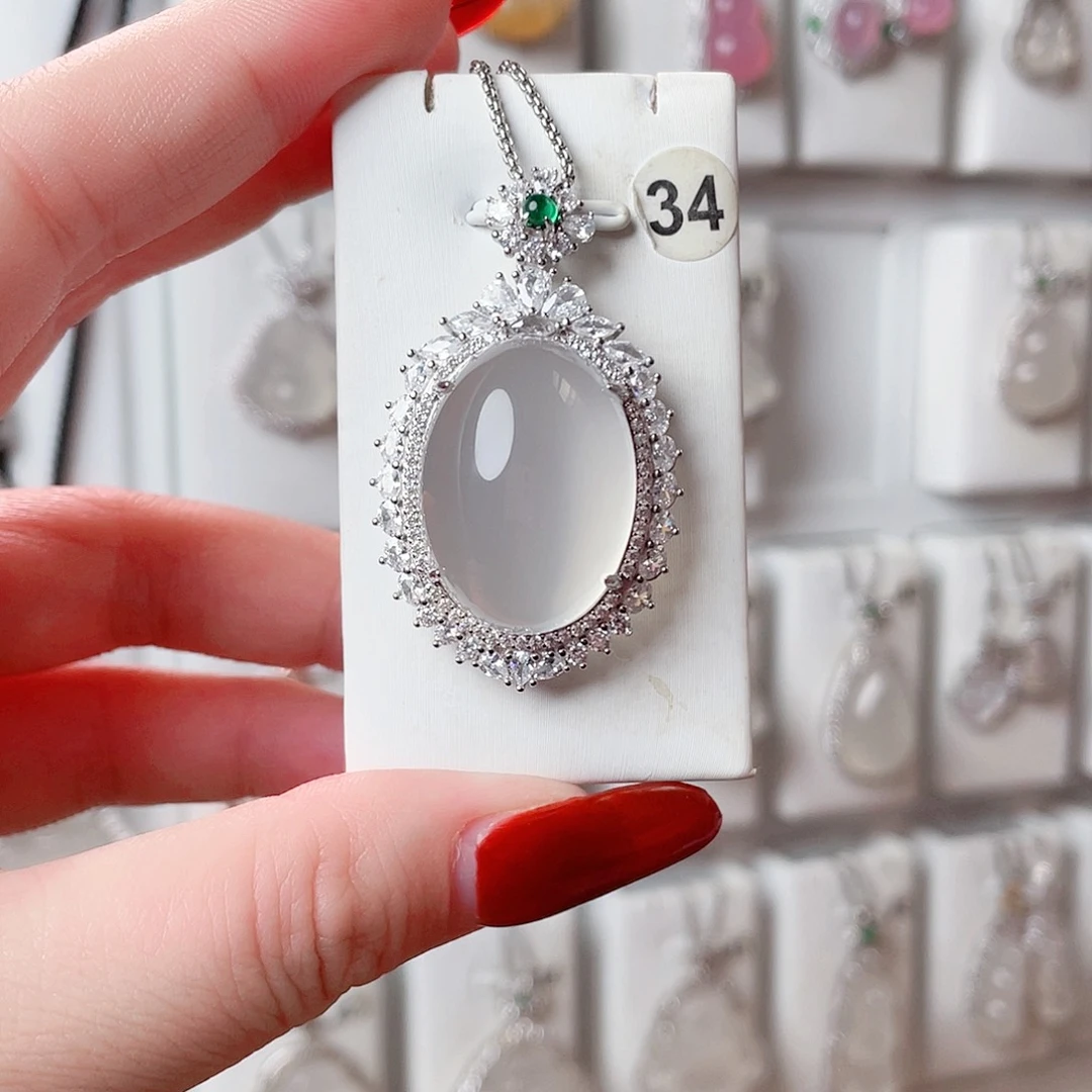 玛瑙/玉髓吊坠(赠链)银S925镶嵌