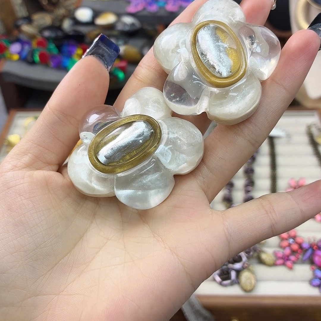 琉璃合金合金多米大花耳夹 不退换
